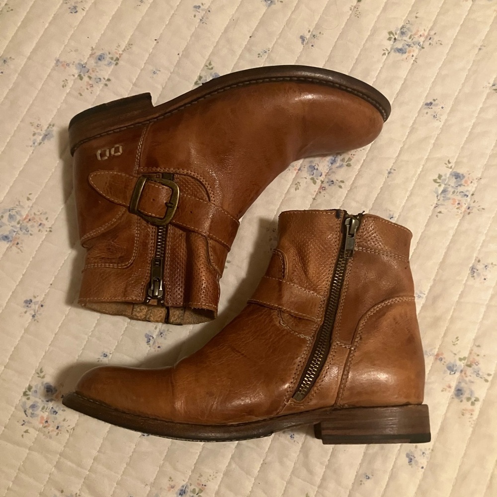 Bed Stu Cognac Leather Ankle Boot with Brass Buckle - Picture 11 of 13